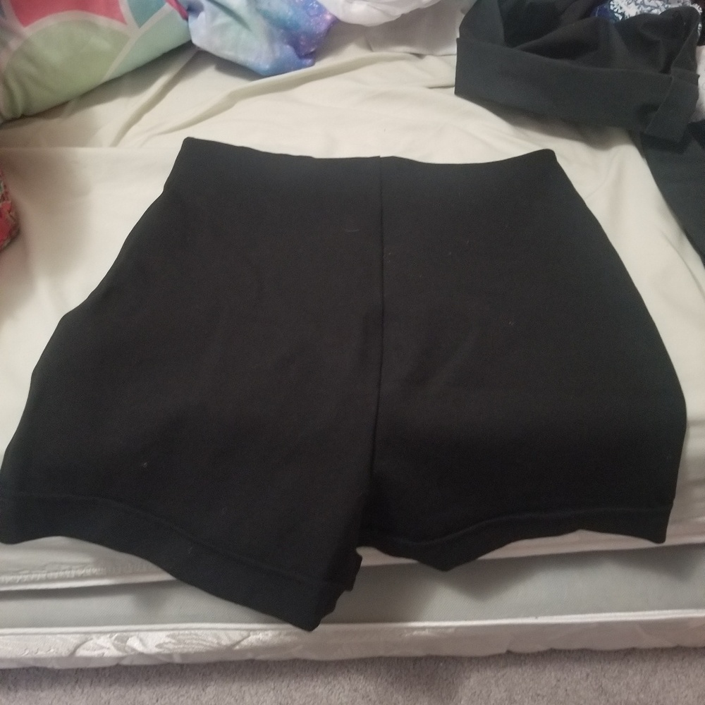 Blackmilk high waisted black cuffed shorts